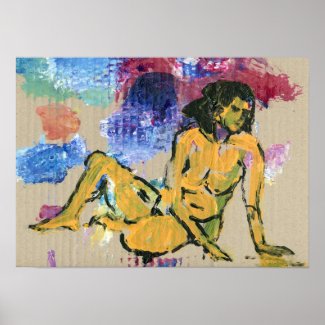 Yellow Lady - Nude in Acrylics print