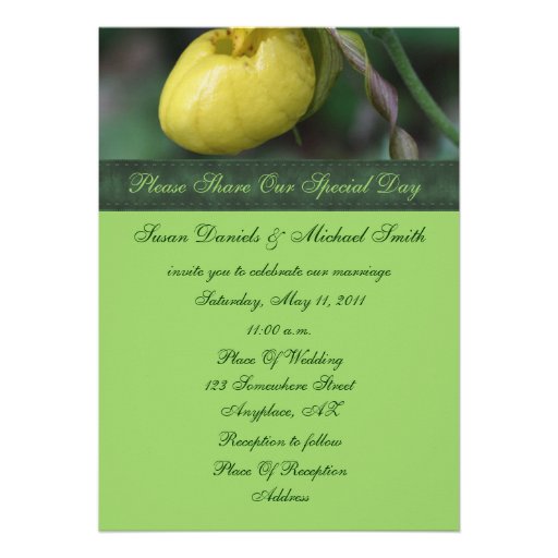 Yellow Lady Slipper Flower Wedding Invitation