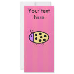 Yellow ladybug with pink stripes customized rack card