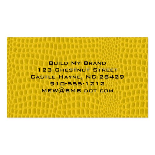 Yellow Leather Modern Professional Business Cards (back side)