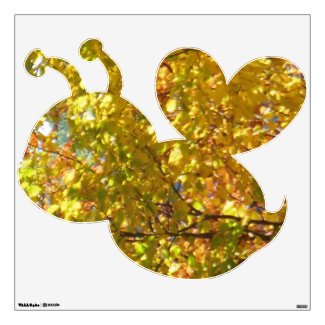 Yellow Leaves Bubble Bee Wall Decal