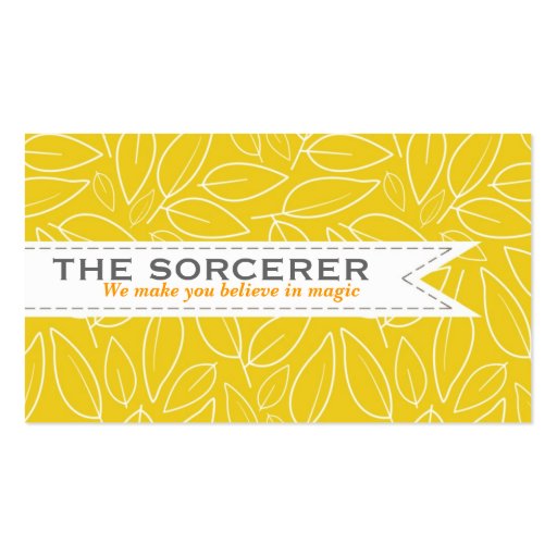 Yellow Leaves Pattern Elegant Business Card (front side)
