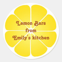 Yellow lemon party favor label seal jar top round round stickers