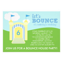 Yellow Let's Bounce Bounce House Birthday Party Personalized Invitation