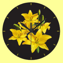 YELLOW LILIES CLOCK (BLACK) wall clocks