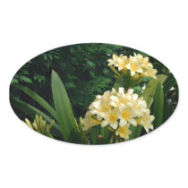 Yellow Lilies & Ferns Customizable Oval Stickers