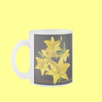 YELLOW LILIES FROSTED MUG mugs