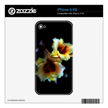 Yellow Lilies Glow Decal For iPhone 4