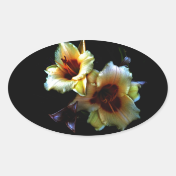 Yellow Lilies Glow Oval Sticker