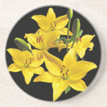 YELLOW LILIES ROUND COASTER coasters