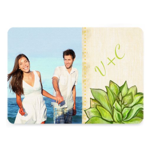 Yellow Lime Succulent Modern Typography Wedding Personalized Invites