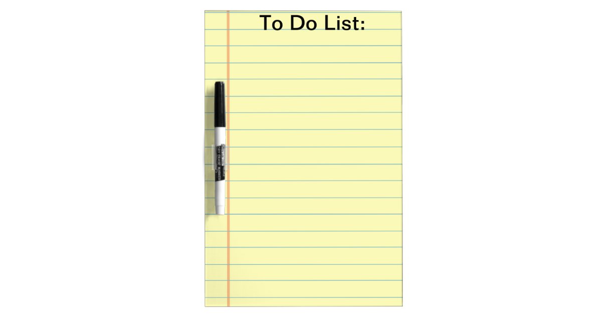 Yellow Lined Paper To Do List Dry Erase Board Zazzle