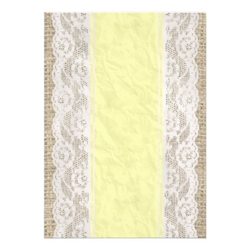 Yellow Linen Burlap Lace Bridal Shower Invitations