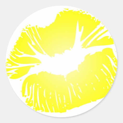 Yellow Lips Classic Round Sticker Zazzle