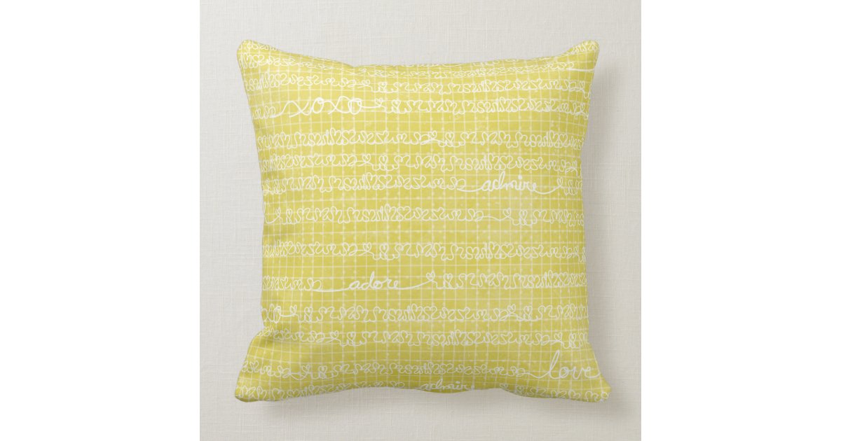 Yellow Love Throw Pillow Zazzle