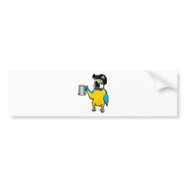 Yellow Macaw Pirate Parrot with a tankard Bumper Sticker