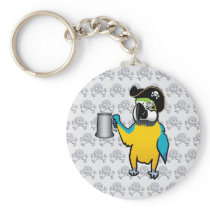 Yellow Macaw Pirate Parrot with a tankard Key Chain