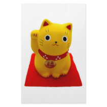Yellow Maneki Neko on a Red Carpet Personalized Stationery