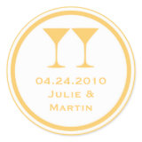 Yellow martini wedding favor tag seal label sticker