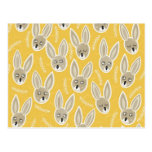 yellow messy meadow with rabbits postcards
