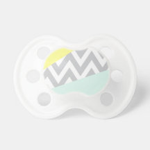 Yellow & Mint Color Block Chevron Pacifiers