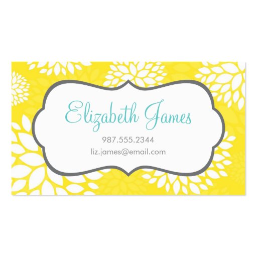 Yellow Modern Flowers Business Card (front side)