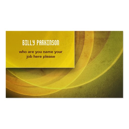 yellow modern grungy business card (front side)
