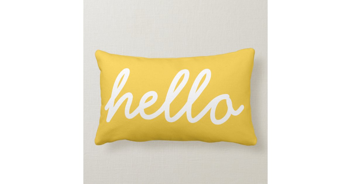 Yellow Modern Hello Throw Pillow Zazzle