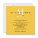 Yellow Monogram and Names Wedding Invitation invitation