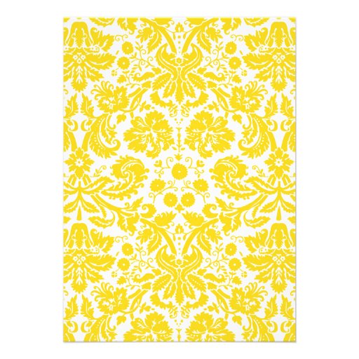 Yellow Monogram Damask Bridal Shower Invitations