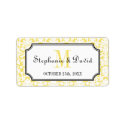 Yellow monogram damask frame wedding favor tag label
