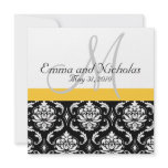 Yellow Monogram Damask Wedding Invitation