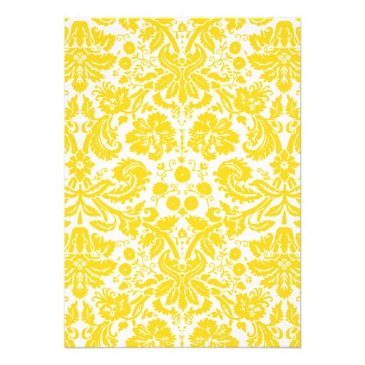 Yellow Monogram Damask Wedding Invitations