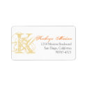 Yellow monogram distress grunge return address label
