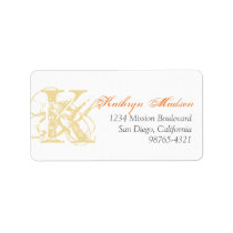 Yellow monogram distress grunge return address labels