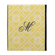 Yellow Monogram Geometric Diamond Pattern iPad Cases