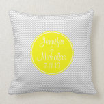 Yellow Monogram with Grey Chevron Pillow
