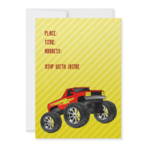 Yellow Monster Truck Invitation