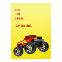 Yellow Monster Truck Invitation