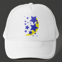 Yellow Moon and Blue Stars Hat