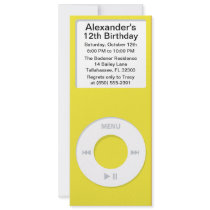 Yellow MP3 Player iParty Birthday Party Custom Announcements