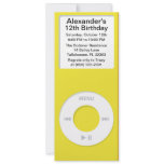 Yellow MP3 Player iParty Birthday Party Custom Announcements