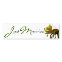 Yellow Mum Just Married bumper stickers