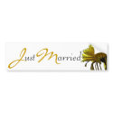Yellow Mum Just Married - Yellow/Black text bumper stickers