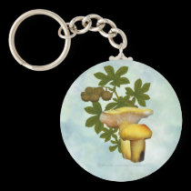 Yellow Mushrooms with seed pods keychain keychains