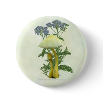 Yellow Mushrooms with tiny blue flowers Buttons by Rockangel1 Yellow Mushrooms with tiny blue flowers Buttons