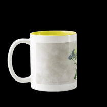 Yellow Mushrooms with tiny blue flowers Drinkware mugs by Rockangel1 Yellow Mushrooms with tiny blue flowers Drinkware mugs