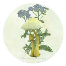 Yellow Mushrooms with tiny blue flowers Stickers