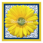 Yellow Navy Gerbera Daisy Bridal Shower Invitation