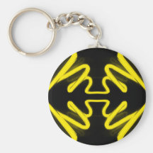 Yellow Neon 8 on a Black Field _ Urban ART Keychain